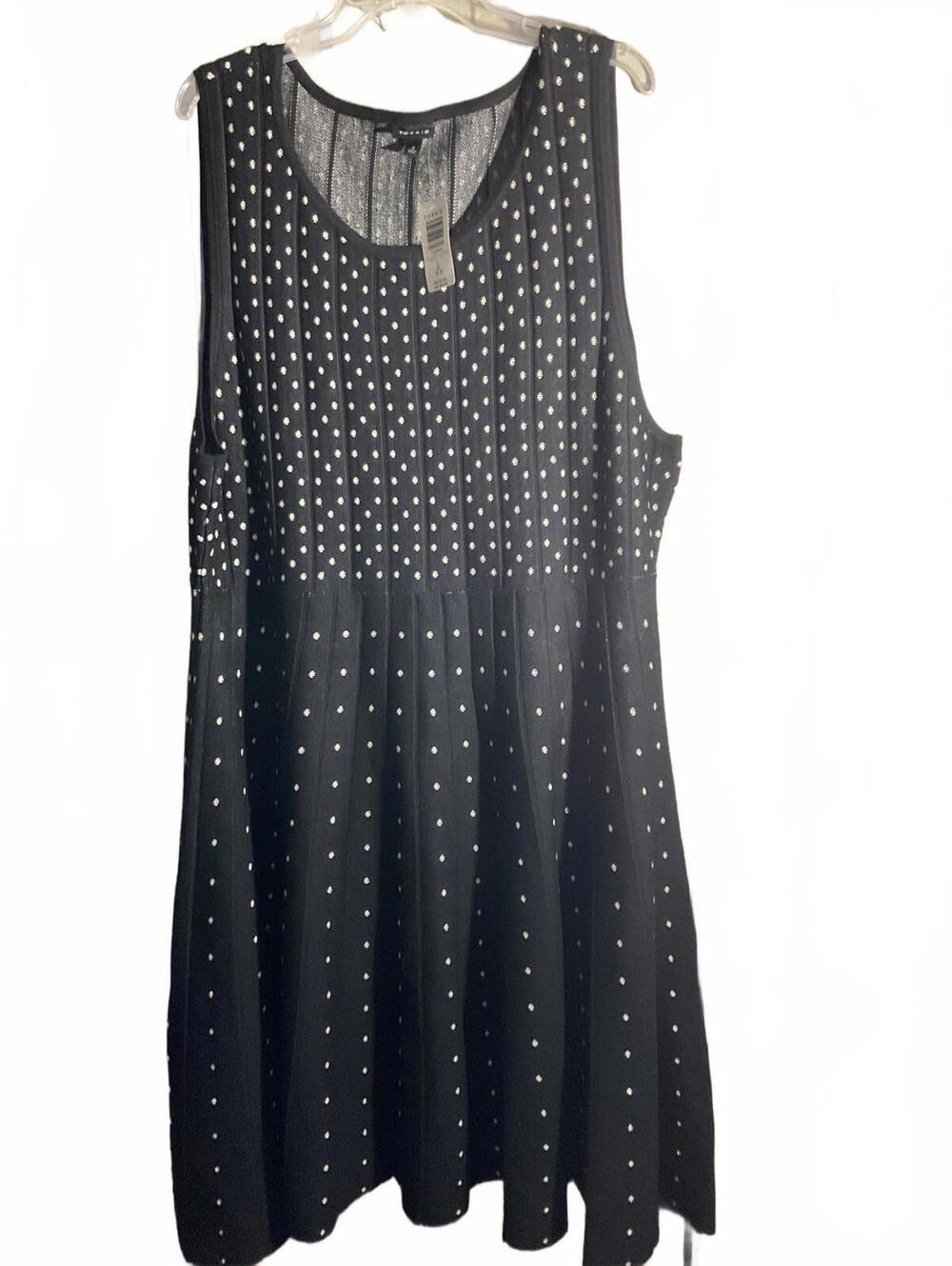 Torrid Sweatsr knit Black Sleeveless Dress with Polka Dots 2X NWT